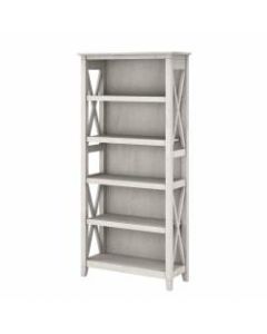 Bush Furniture Key West Tall 5-Shelf Bookcase, Linen White Oak, Standard Delivery