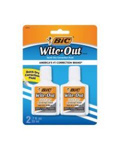 BIC Wite-Out Quick-Dry Correction Fluid, 20 mL Bottles, White, Pack Of 2