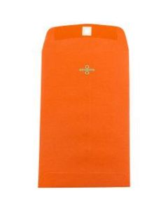 JAM Paper Open-End 6in x 9in Catalog Envelopes, Clasp Closure, 30% Recycled, Orange, Pack Of 10