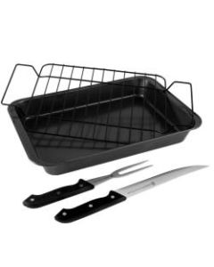 Gibson Home Reilly 4-Piece Non-Stick Roaster Set, Black