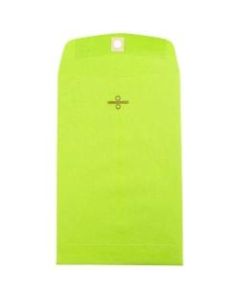 JAM Paper Open-End 6in x 9in Catalog Envelopes, Clasp Closure, Lime, Pack Of 10