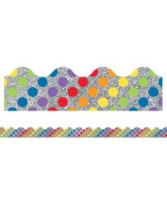 Carson-Dellosa Sparkle And Shine Scalloped Borders, 2 1/4in x 36in, Glitter Rainbow Dots, Preschool - Grade 8, Pack Of 13 Borders