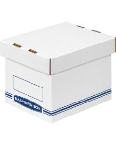 Bankers Box Organizers Storage Boxes - External Dimensions: 6.3in Width x 8.1in Depth x 6.5in Height - Medium Duty - Single/Double Wall - Stackable - White, Blue - For Storage - Recycled - 12 / Carton