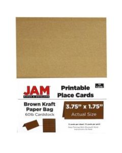 JAM Paper Foldover Place Cards, 3 3/4in x 1 3/4in, Brown Kraft, Pack of 12