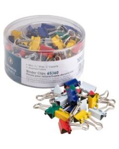 Business Source Colored Fold-back Binder Clips - Mini - 0.6in Width - 0.25in Size Capacity - 100 / Pack - Assorted - Steel