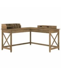 Bush Furniture Key West 60inW L-Shaped Desk With Desktop Organizers, Reclaimed Pine, Standard Delivery