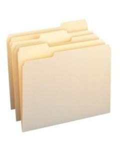 Smead CutLess File Folders, Letter Size, 1/3 Cut, 30% Recycled, Manila, Box Of 100