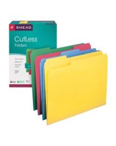 Smead CutLess Color File Folders, Letter Size, 1/3 Cut, 30% Recycled, Assorted Colors, Box Of 100