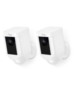 Ring Spotlight Wireless HD Indoor/Outdoor Cameras, White, 8X81X7-WEN0, Pack Of 2 Cameras