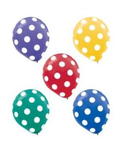 Amscan Dots Latex Balloons, 12in, Assorted Primary Colors, 20 Balloons Per Pack, Set Of 3 Packs
