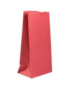 JAM Paper Small Kraft Lunch Bags, 8in x 4-1/8in x 2-1/4in, Red, Pack Of 25 Bags