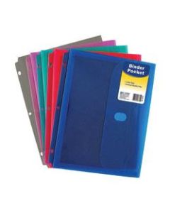 C-Line Binder Pockets With Hook-And-Loop Closure, 8 1/2in x 11in, Assorted Colors, Pack Of 18