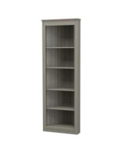 Inval America 71inH 5-Shelf Corner Bookshelf, Smoke Oak