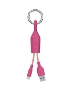 Belkin MIXIT Lightning to USB Clip - Lightning/USB Data Transfer Cable for iPhone, iPod, iPad - First End: 1 x Type A Male USB - Second End: 1 x Lightning Male Proprietary Connector - MFI - Pink - 1
