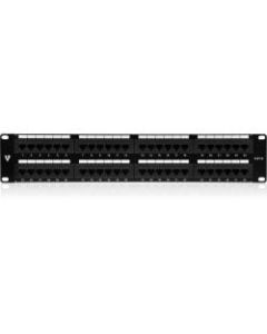 V7 48 Port Cat6 Patch Panel 2U - 48 Port(s) - 48 x RJ-45 - 2U High - Black - 19in Wide - Rack-mountable