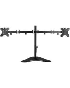 V7 Dual Desktop Monitor Stand - Up to 32in Screen Support - 35.28 lb Load Capacity - 18.3in Height x 35.9in Width x 11in Depth - Desktop, Freestanding - Steel, Aluminum, Plastic - Black