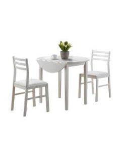 Monarch Specialties Holly Dining Table With 2 Chairs, White
