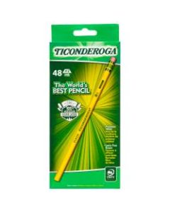 Dixon Ticonderoga Pencils, #2 Medium Soft Lead, Yellow Barrel, Box Of 48 Pencils