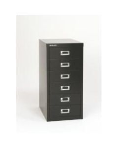 Bisley 15inD Vertical 6-Drawer Under-Desk Storage Cabinet, Metal, Black