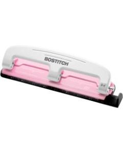 Bostitch EZ Squeeze Three-Hole Punch, InCourage, 12 Sheet Capacity, Pink/White