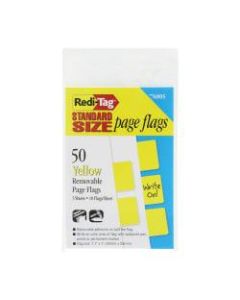 Redi-Tag Standard Size Page Flags - 50 x Yellow - 1in x 1.69in - Rectangle - Yellow - Removable, Self-adhesive - 50 / Pack