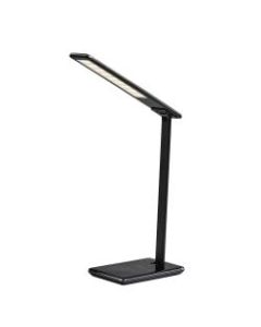 Adesso Simplee Declan AdessoCharge LED Desk Lamp, 16inH, Black Shade/Glossy Black Base