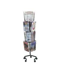 Safco Wire Rotary Literature Display, 61 1/4inH x 15inW x 15inD, 16 Pockets, Charcoal