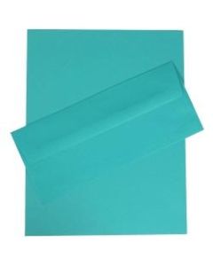 JAM Paper Stationery Set, 8 1/2in x 11in, 30% Recycled, Sea Blue, Set Of 100 Envelopes And 100 Sheets
