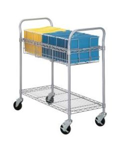 Safco Wire Mail Cart, 38 1/2inH x 21inW x 42inD, Metallic Gray