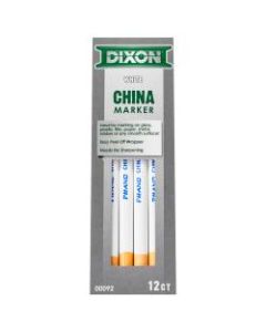 Dixon Phano China Markers, White, Presharpened, Pack of 12