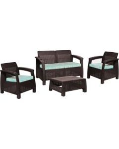 Inval MQ FERRARA 4-Piece Comfort Furniture Set, Espresso/Turquoise