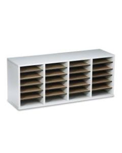 Safco Adjustable Wood Literature Organizer, 16 3/8inH x 39 3/8inW x 11 3/4inD, 24 Compartments, Gray