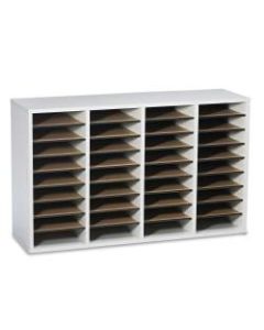 Safco Adjustable Wood Literature Organizer, 24inH x 39-3/8inW x 11-3/4inD, 36 Compartments, Gray