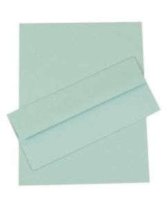 JAM Paper Business Stationery Set, 8 1/2in x 11in, Aqua, Set Of 50 Sheets And 50 Envelopes