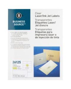 Business Source Clear Shipping Labels - 2in x 4 1/4in Length - Permanent Adhesive - Rectangle - Laser - Clear - 10 / Sheet - 500 / Pack