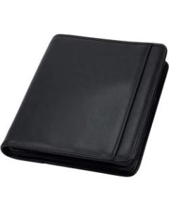 Samsill Letter Pad Folio - 8 1/2in x 11in - 3 x Round Ring Fastener(s) - 1in Fastener Capacity for Folder - 2 Exterior, Internal Pocket(s) - Vinyl - Black - 1 Each