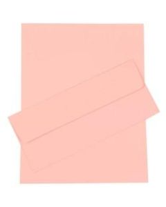 JAM Paper Business Stationery Set, 8 1/2in x 11in, Baby Pink, Set Of 50 Sheets And 50 Envelopes