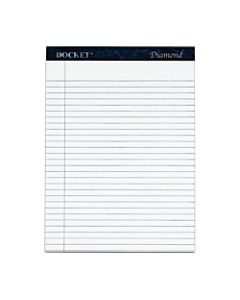 TOPS Docket Diamond Premium 100% Recycled Legal Pad, 8 1/2in x 11 3/4in, Legal Ruled, 50 Sheets, White, Pack Of 2 Pads
