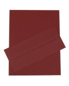 JAM Paper Business Stationery Set, 8 1/2in x 11in, Burgundy, Set Of 50 Sheets And 50 Envelopes