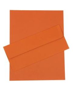 JAM Paper Business Stationery Set, 8 1/2in x 11in, Dark Orange, Set Of 50 Sheets And 50 Envelopes