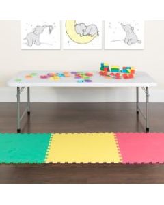 Flash Furniture Kids Plastic Folding Table, 19inH x 29inW x 59-1/4inD, Granite White