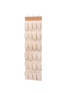 Honey-Can-Do Over-The-Door 24-Pocket Closet Organizer, 57inH x 21inW x 2 1/2inD, Green/Natural Bamboo