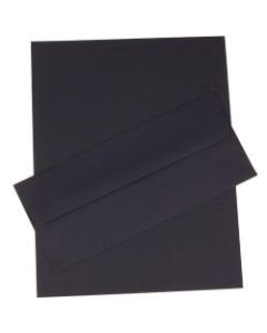 JAM Paper Business Stationery Set, 8 1/2in x 11in, Navy Blue, Set Of 50 Sheets And 50 Envelopes