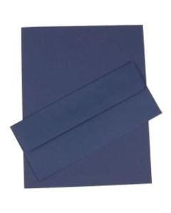 JAM Paper Business Stationery Set, 8 1/2in x 11in, Presidential Blue, Set Of 50 Sheets And 50 Envelopes