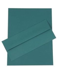 JAM Paper Business Stationery Set, 8 1/2in x 11in, Teal, Set Of 50 Sheets And 50 Envelopes