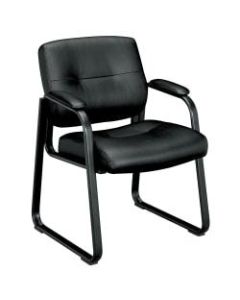 HON SofThread Bonded Leather Guest Chair, Black