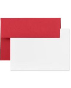 JAM Paper Stationery Set, 5 1/4in x 7 1/4in, 30% Recycled, Set Of 25 White Cards And 25 Red Envelopes