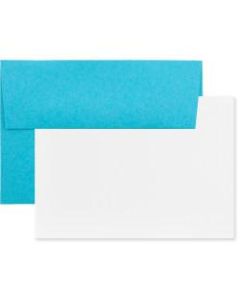 JAM Paper Stationery Set, Gummed Closure, 5 1/2in x 8 1/8in, Set Of 25 White Cards and 25 Baby Blue Envelopes