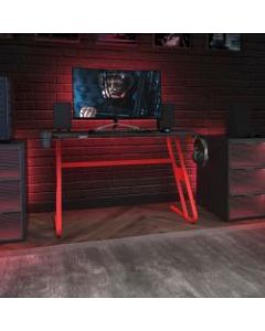 Flash Furniture 52inW Ergonomic PC Gaming Desk With Cup Holder And Headphone Hook, Black/Red