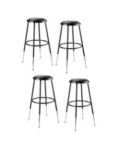 National Public Seating 6400H-10 Adjustable-Height Stools, 25inH, Black, Set Of 4 Stools